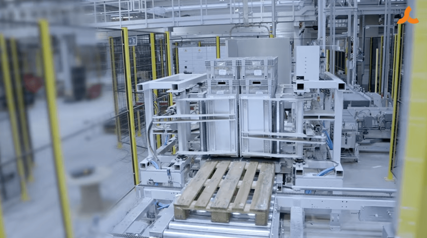 Vollautomatisiertes Kistenhandling System Für Ein Lebensmitteldistributionszentrum