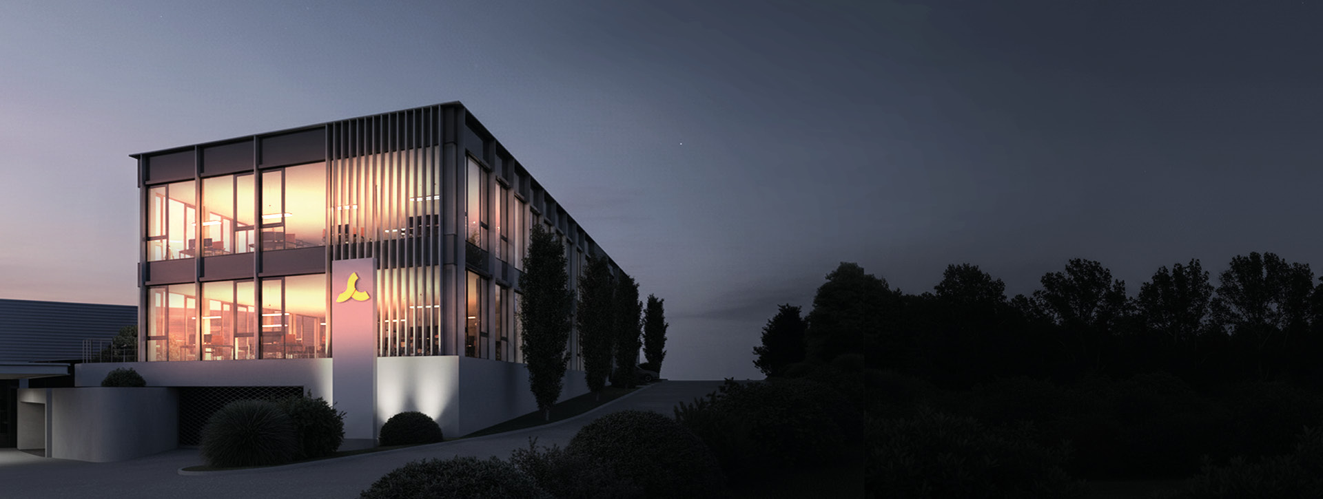 Schwingshandl Bürogebäude bei Nacht